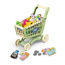 Shopping Trolley for Kids, 54 Pieces Shopping Store Basket Accessory Set, Oversized Role Play Trolley Cart Play Set Educational Toy Gift for Kids 3+