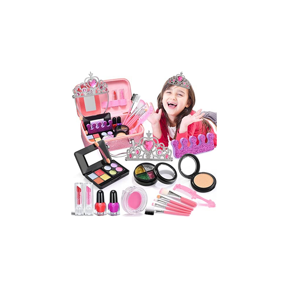 Kids Makeup Kit for Girl, Washable Kids Make Up Set, Little Girls Makeup Kit, Nontoxic True Color Kids Make Up Girls Toys, Christmas and Birthday