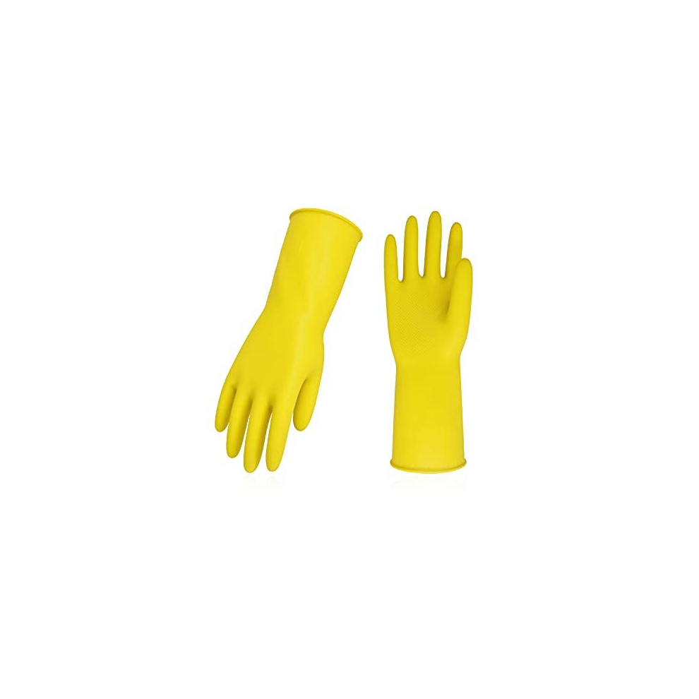 Vgo 3Pairs Reusable Household Gloves,Rubber Dishwashing Gloves,Extra Thickness,Long Sleeves,Kitchen Cleaning/Working/Gardening(Size XL,Yellow,HH4601)-image-OPC-PD78C9N-NEW