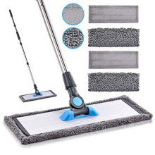 Floor Mop Microfibre Mop- MANGOTIME Kitchen Flat Mop for Hard Floors Laminate Vinyl Tile Wood Floor Cleaning Mop with 4 Washable Chenille & Microfibre