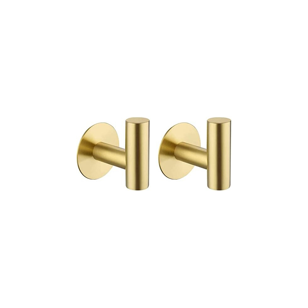 2 Pcs Bathroom Towel Hook Adhesive,Stick on Metal Coat Hooks Robe Hook SUS 304 Stainless Steel Heavy Duty Door Hanger Towel Robe Clothes Closet