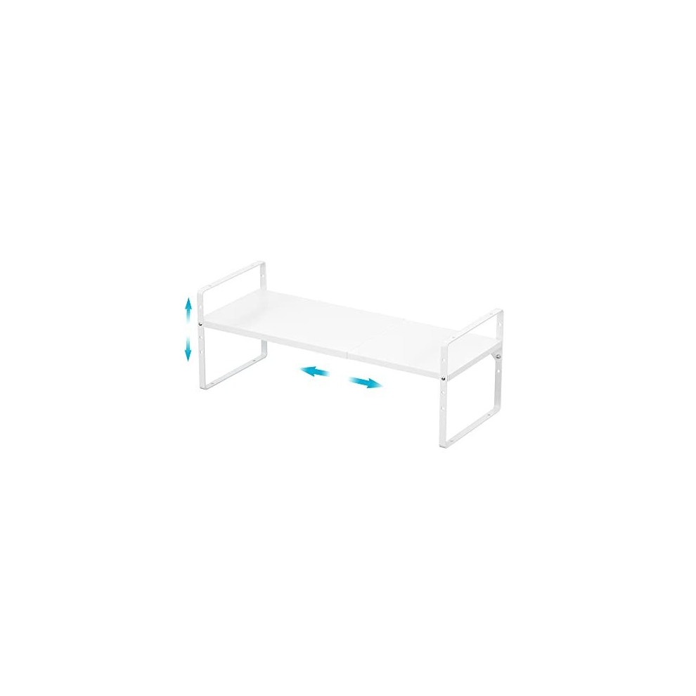 Expandable Cabinet Storage Shelf Organizer Rack, Heavy Duty Steel Metal Spice Rack Adjustable Height Home Office Pantry Shelf Space for Counter