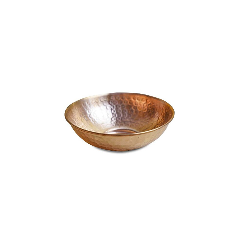 Pure Copper Decorative Bowl | Hammered Finish Pure Copper Bowl for Nuts, Salad, Fruits & Kitchen Serving Purposes - 5" (Small)-image-OPC-PD78CRV-NEW
