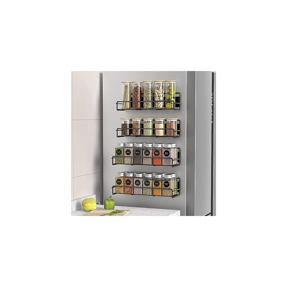 Estefanlo Magnetic Spice Rack Organizer 4 Tier Magnetic Spice Rack For Fridge Refrigerator