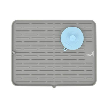 Large Silicone Dish Drying Mat Draining Board Mat Drainer Mat with a Multifunctional Silicone Sponge Scrubber, Heat Resistant Trivet Countertop