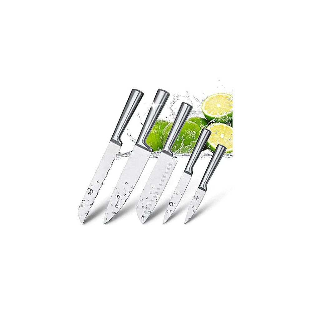 Kitchen Knife Set Professional Knife Set Stainless Steel with Gift Box, Sharp, Non-Slip, Frosted Handle, with Santoku, Chef's Knife, Bread Knife,