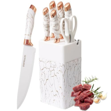 Kitchen Knife Set - 6 Piece Knife Set with Block .Stainless Steel Knivese with Chef, Bread Knife, Kitchen Scissors for Cutting Meat/Vegetables/Fruit.?