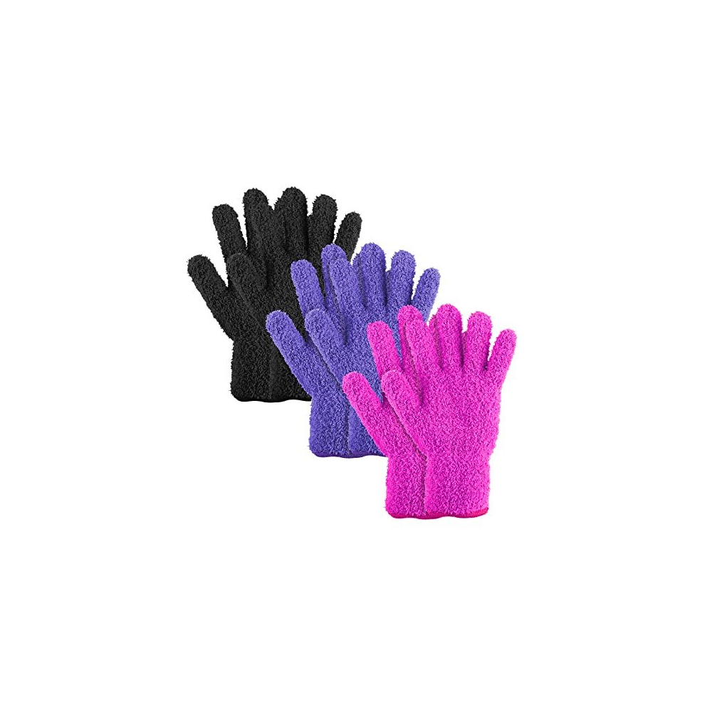 3 Pairs Microfiber Dusting Gloves Washable Cleaning Gloves Reusable Mittens for House Kitchen Plants Cleaning Car Blinds Lamps (Rose red, Purple,-image-OPC-PD78D2F-NEW