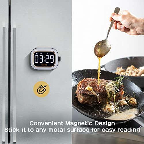 Kitchen Timer, IDT-02 Digital Cooking Timer with Large Backlit LCD Display, USB Rechargeable Battery, Adjustable Loud Alarm, One Button Operation 2
