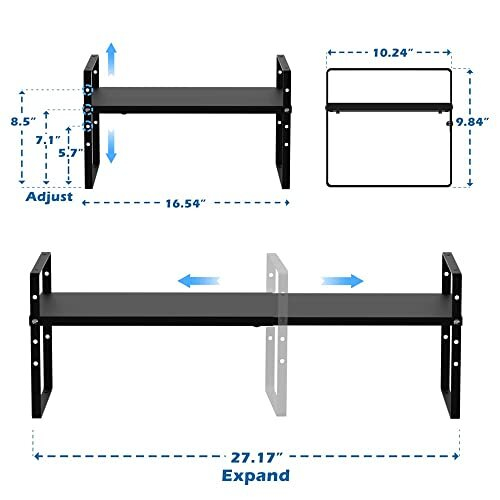 Expandable Shelf Kitchen Cupboard Organizer, Stackable Cabinet Shelf Organizer Storage Rack, Countertop Organizer Kitchen Pantry Cupboard Organization 2