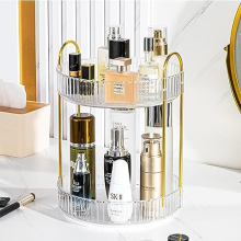 Makeup Organiser 360 Rotating,Spinning Skincare Cosmetic Organiser 2 Tier Large Spinny Make Up Storage Organiser Shelf for Perfume, Vanity,Dresser,