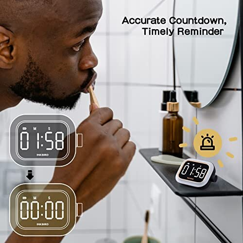 Kitchen Timer, IDT-02 Digital Cooking Timer with Large Backlit LCD Display, USB Rechargeable Battery, Adjustable Loud Alarm, One Button Operation 1