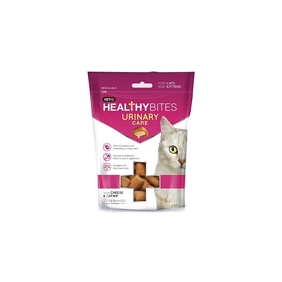 Healthy Bites Urinary Care Cat Treats, 4x 65g, Cat Supplement with Cranberry For Urinary Tract Health, Kitten Treats with Cheese & Catnip with