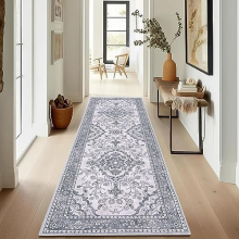Carpet Runner, 60 x 180 cm Grey Machine Washable Hallway Runner Rug Soft Touch Kitchen Floor Carpet Runner Mat Extra Long Non Slip Entryway Runner Mat
