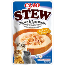 Ciao Stew by INABA Cat Treat - Chicken and Tuna - 12 Packs (480g total) / Moist Cat Treat, Delicious & Healthy Snack, Food Topper, Side Dish,