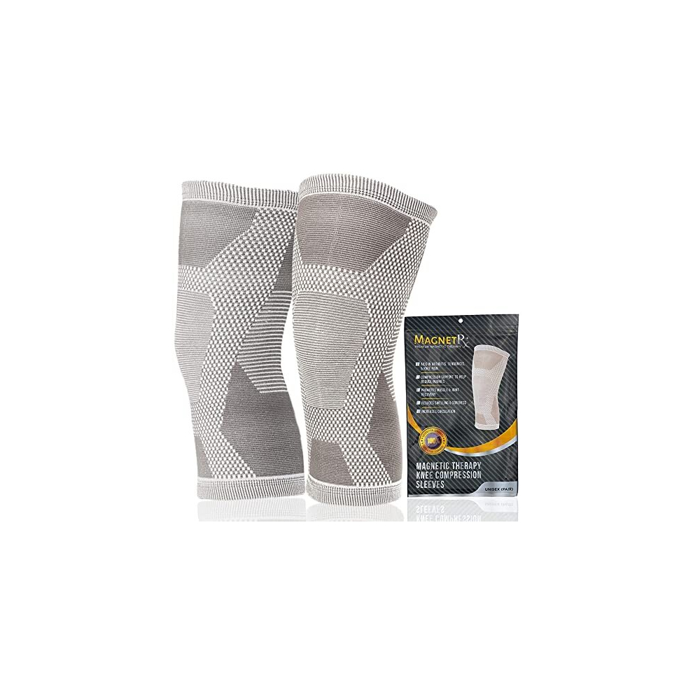 MagnetRX Magnetic Knee Compression Sleeve - (2-Pack) Knee Support with Magnets for Knee & Recovery - Magnet Knee Brace Support (Medium)