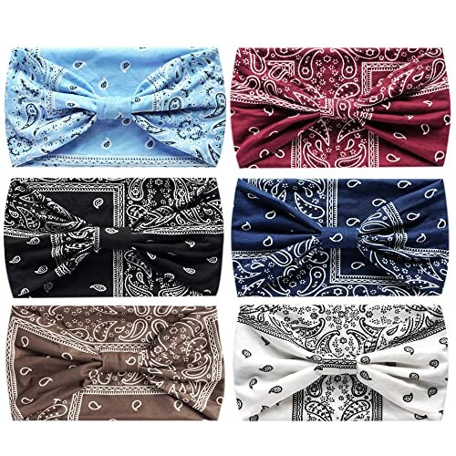 Fashion Headbands for Women's Hair Head Scarfs Hairband Turban Flower Cotton Headbands Wide Yoga Sport Headband Head Wrap (P6Cash) 1