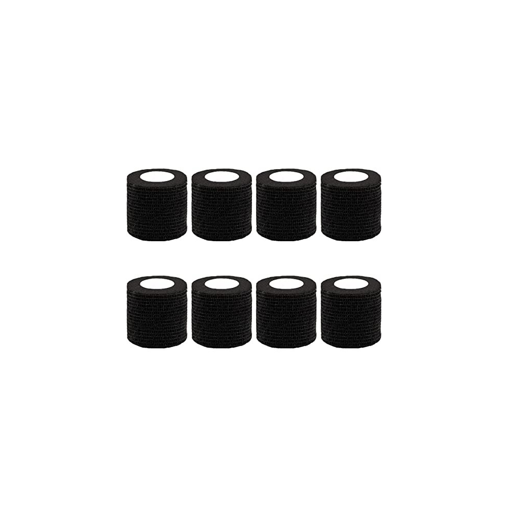 Bqtq Black 8 Rolls Cohesive Bandage 2 Inch Self Adherent Sport Wrap Tape Stretch Bandage Wrap Athletic Tape For Human And Animals Ankle Sprains Swelling,
