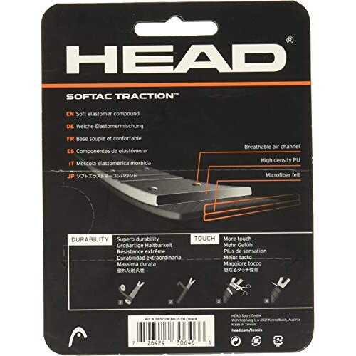 HEAD Unisex's Softac Traction Schwartz Replacement Grip-Black, One Size, Onesize 1