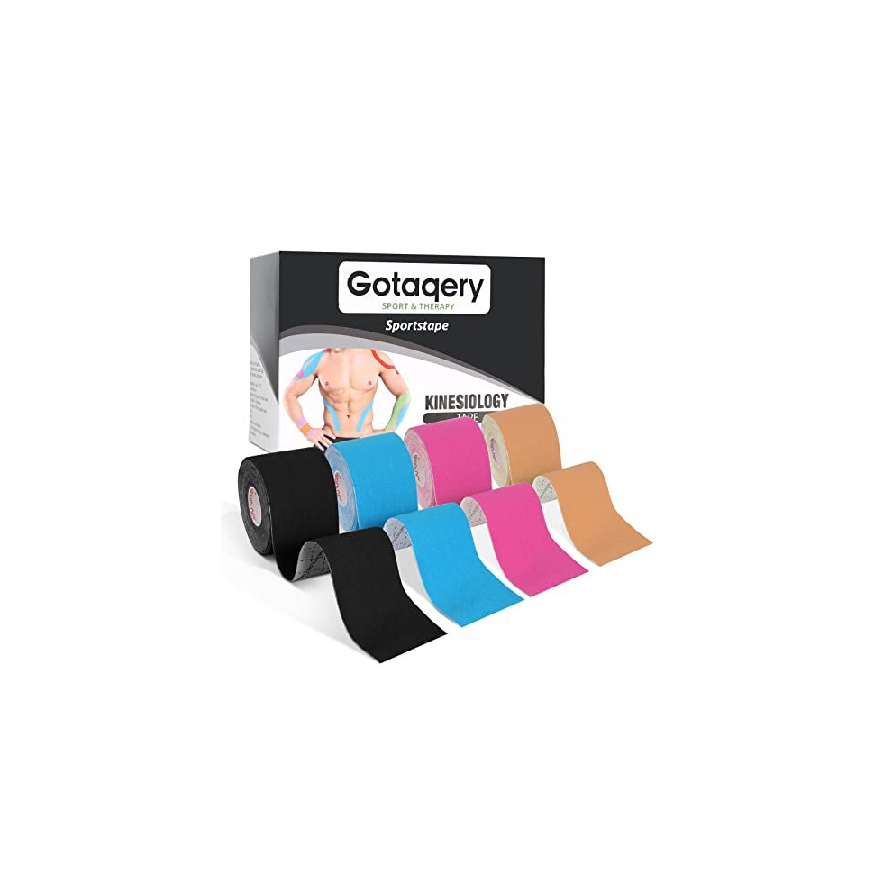 Gotaqery Kinesiology Tape (4 Rolls Pack), Waterproofâ Elastic Muscle Support Tape For Exercise, Sports & Injury Recovery, Breathableâ & Latex Free, 5Cm X 5M