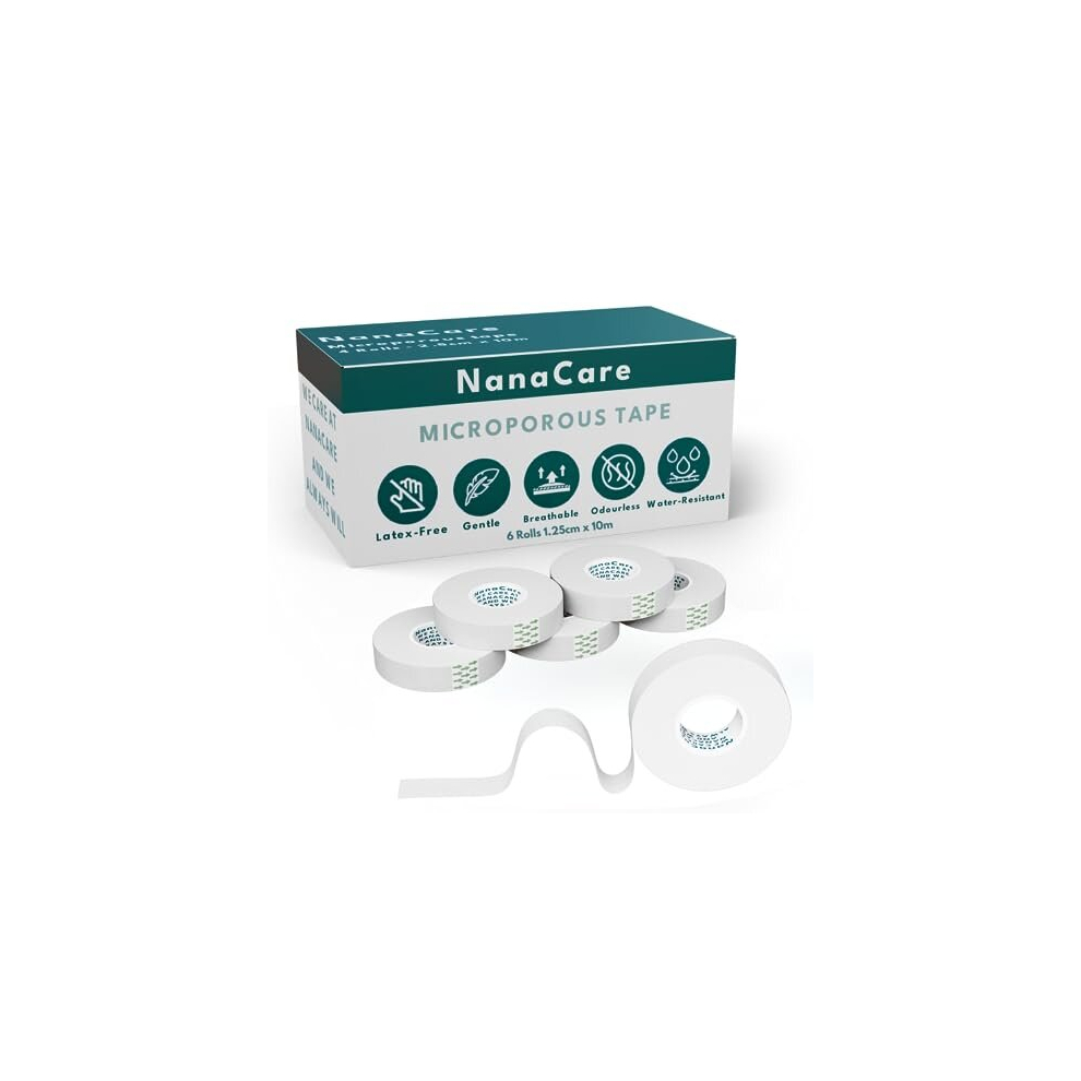 Microporous Surgical Tape 1.25cm x 10m | 6 Rolls Micropore Surgical Tape | Medical Tape for Skin, Dressings and Face| Earring Cover Up Tape | First