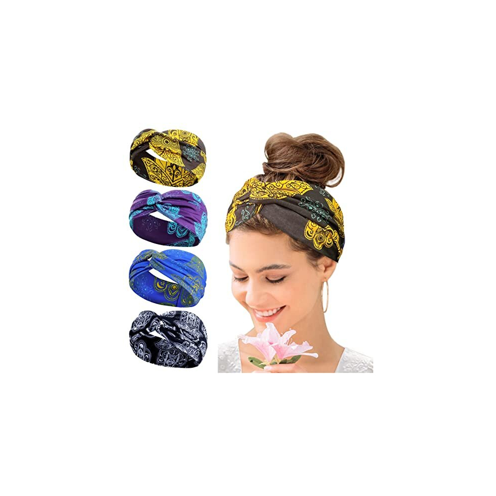 Wide Headbands for Women's Hair Headband Soft Head Bands Adult Women Hairband Turban Flower Cotton Head band Everyday Yoga Sport Fitness