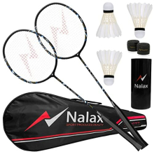 Badminton Set,2 Player Badminton Rackets Carbon Fiber Badminton Racquet with 3 Shuttlecocks and 1 Carrying Bag,Badminton Backyard Games for