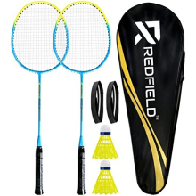 Badminton Set - Badminton Rackets Set of 2-2 Shuttlecocks - Carry Bag - 2 perinstalled Overgrips - Complete Set for 2 Players - Outdoor/Indoor Play