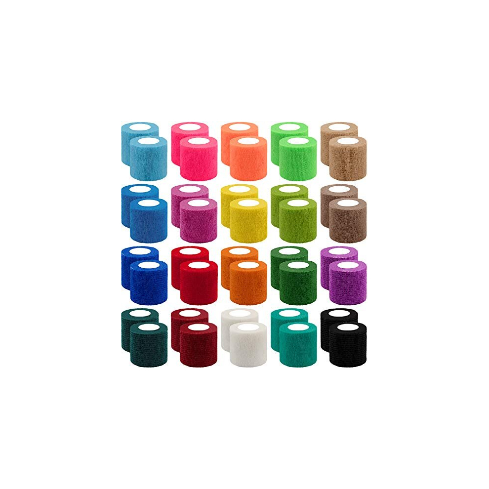 Bqtq 40 Rolls Cohesive Bandage Self Adherent Sport Wrap Tape 2 Inch X 5 Yards Stretch Bandage Wrap Athletic Tape For Human And Animals Ankle Sprains