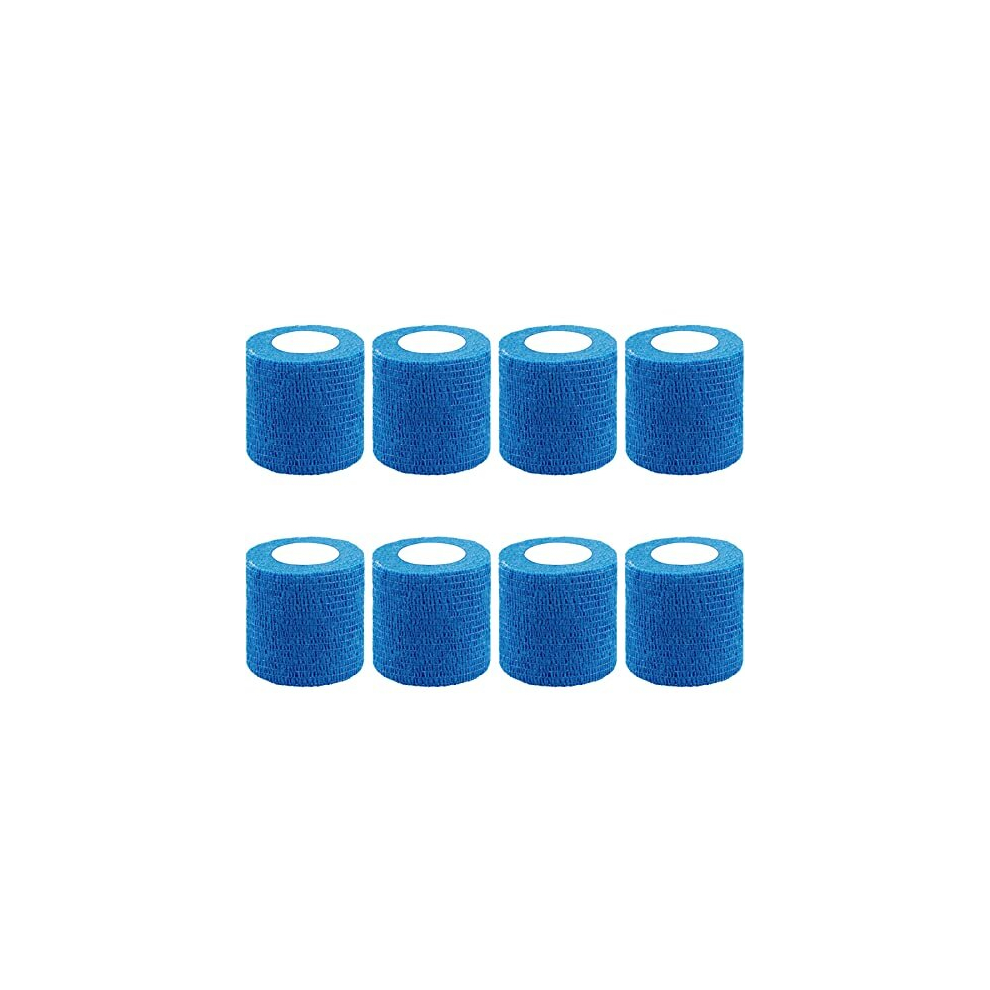 Bqtq Blue 8 Rolls Cohesive Bandage 2 Inch Self Adherent Sport Wrap Tape Stretch Bandage Wrap Athletic Tape For Human And Animals Ankle Sprains Swelling,