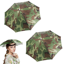 2 Pcs Umbrella Hat Adult Camouflage Head Umbrella with Elastic Band Fishing Umbrella Hat for Adults Kids Folding Umbrella Hat for Outdoor Golf Camping