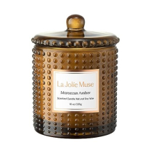 Moroccan Amber Scented Candle, Natural Wax, 75 Hours Long Burning, Glass Jar for Gift and Home Decor