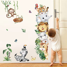 Jungle Animals Wall Decals Safari Elephant Lion Monkey Wall Stickers Kids Room Baby Nursery Bedroom Door Wall Decor