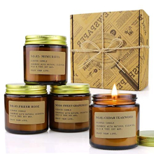 Scented Candles Gift Set 4 Pack 3.5 Oz Soy Wax Jar Candles Aromatherapy for Her with Rose Teakwood Moss and Grapfruit Long Lasting Home Fragrance