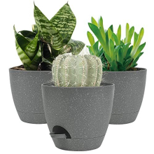 20CM Plant Pots Indoor,Self Watering Plant Pots of 3,Flower Pots with Drainage Holes and Trays,Decorative Modern Suitable for flowers,Snake