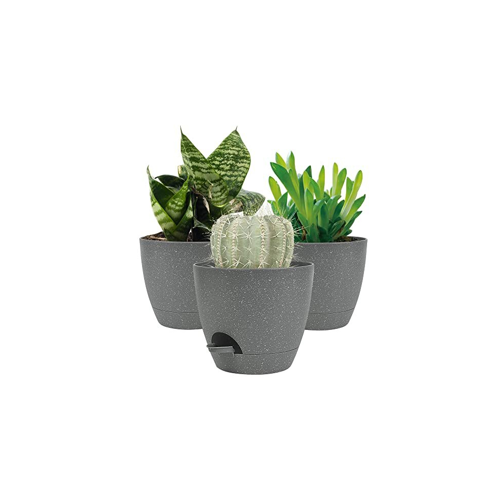 20CM Plant Pots Indoor,Self Watering Plant Pots of 3,Flower Pots with Drainage Holes and Trays,Decorative Modern Suitable for flowers,Snake