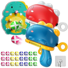 Dinosaur Gun Shooting Game Toy, Kids Blaster Gun Shooting Game with Dart Board, 12 Sticky Balls, Kids Toy Gun for Indoor Outdoor Garden, Gift for Boys