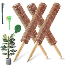 Moss Pole, 4PCS 40CM/16inches Coir Moss Pole for Monstera & Cheese Plant, Plant Stands Indoor with 1 Plant Self Watering Spikes, 20 Cable Ties and 2M