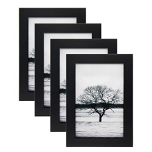 6x4 Photo Frames Set of 4 - Made of Solid Wood for Table Top Display and Wall Mounting photo frame Black