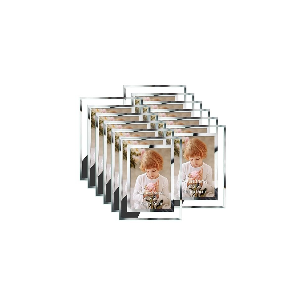 12 Pack Photo Frames 6x4,4x6 Picture Frames with Silver Mirrored Glass, Multi Picture Frames for Tabletop Display