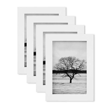 6x4 Photo Frames Set of 4 - Made of Solid Wood for Table Top Display and Wall Mounting photo frame White