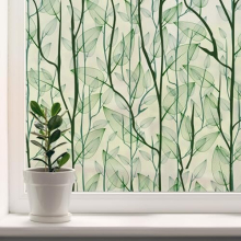 Window Privacy Film Static Cling Window Film No-Glue Frosted Window Film Plants Window Stickers, for Home, Bathroom, Kids Room, Bedroom (44.5x200cm)