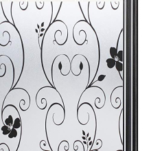 Window Film Privacy Frosted Flower Pattern Self Adhesive Stained Glass Window Stickers 44.3 x 200 cm, P014B