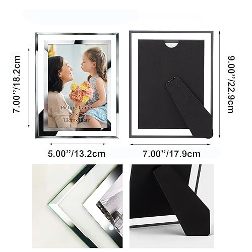 4 Pack Photo Frames,5x7 Picture Frames with Silver Mirrored Glass, Multi Picture Frames for Tabletop Display 1