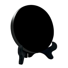Black Obsidian Mirror, Black Obsidian Scrying Mirror for Divination Home Decoration, Yoga Meditation, Energy Mirror with Bracket (10CM)