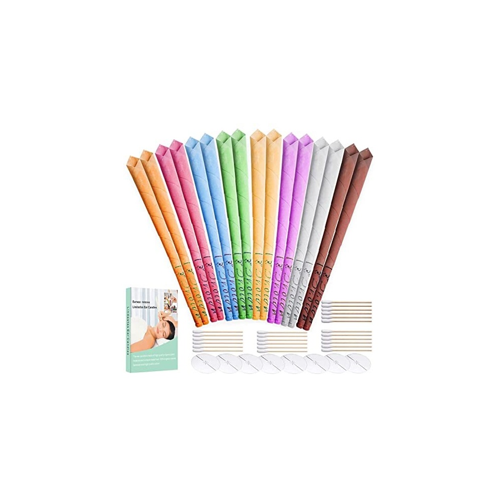 Lindastas Ear Candles,16Pcs All Natural Hopi Ear Candles Beeswax Candling Cones, Ear Wax Candles,100% Non-Toxic Cylinders Fragrance Hollow Cone Candles