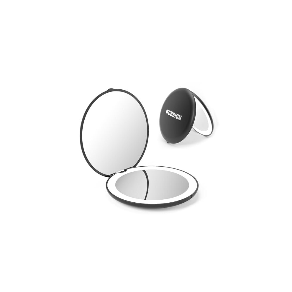 Wobsion Light Led Compact Mirror, 1X/10X Magnification Compact Mirror With ,Handheld 2-Sided Pocket Mirror,Travel Makeup Mirror,3.5In Compact Mirror For Purses