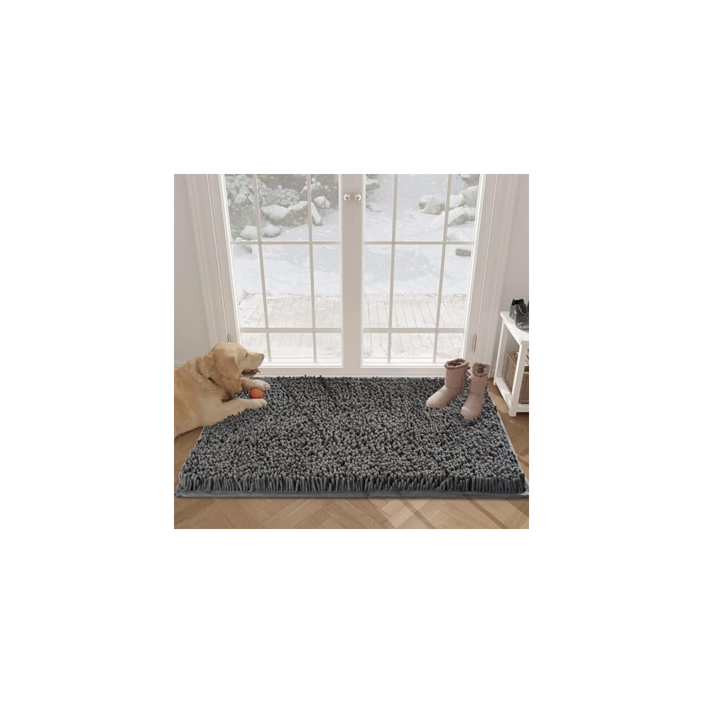 Chenille Doormat Indoor for dogs Washable Rug Non Slip Dirt Trapper Quick Dry Soft Microfiber Durable Rubber Backing Bathroom Rugs 40x60CM