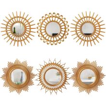 6 Pcs Mirrors for Wall Decor, Small Circle Sun Mirrors Espejos Decorative Wall Art Entryway Mirror Hanging Circle Mirror for Wall Home Decor Bathroom