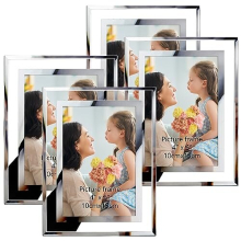 4 Pack Photo Frames,4x6 Picture Frames with Silver Mirrored Glass, Multi Picture Frames for Tabletop Display